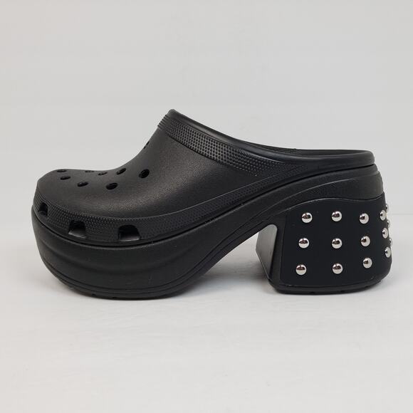 Crocs Siren Studded Clog Mens Sz 10 Womens Sz 12 Black Platform Clog Shoes - Picture 3 of 13